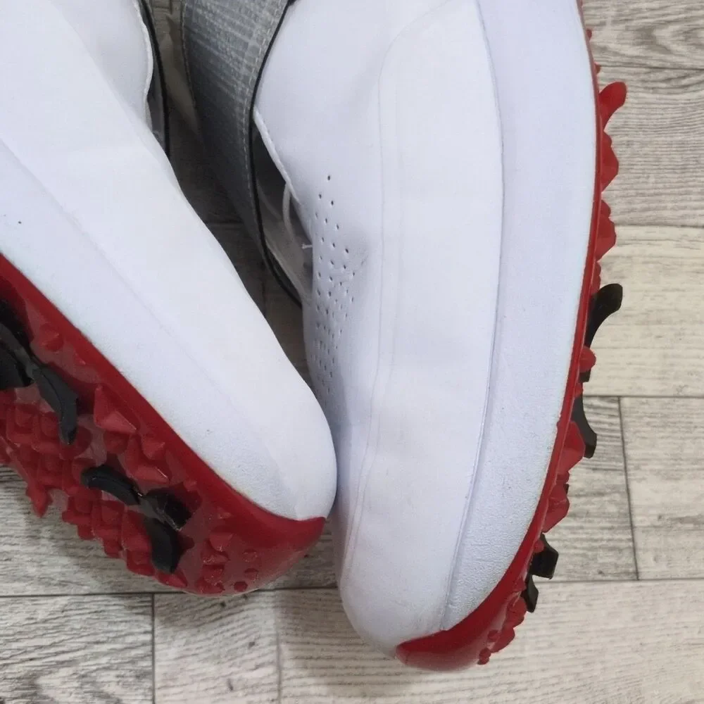 Jordan Golf Shoes Mens US 11.5 White Gray Red Strap Spiked FV6338-100